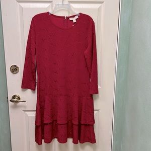 Michael Kors, red currant knit Sequined dress L NWT